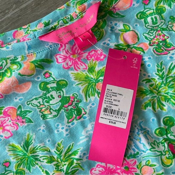 NWT Lilly Pulitzer Finn Long Sleeve Top in Blue Ibiza Lilly Loves Disney - Picture 3 of 5